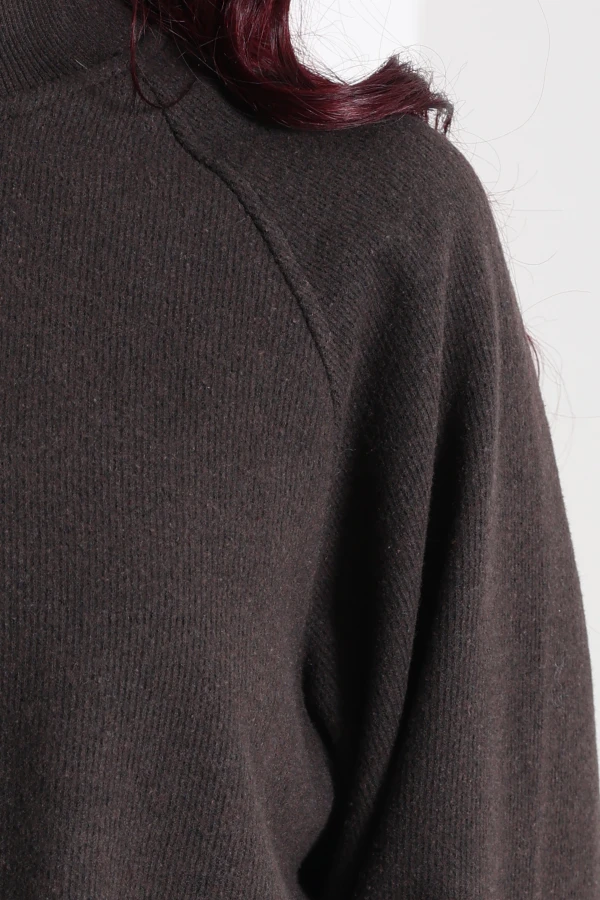 Kadın Kahve Yarasa Kol Oversize Sweat Tunik 7