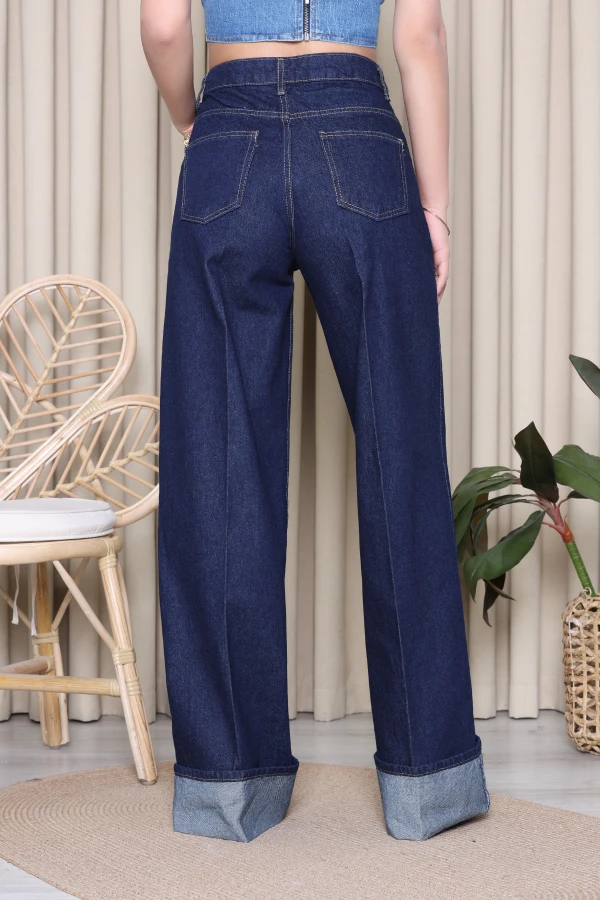 Paça Katlamalı Kot Pantolon Lacivert 7