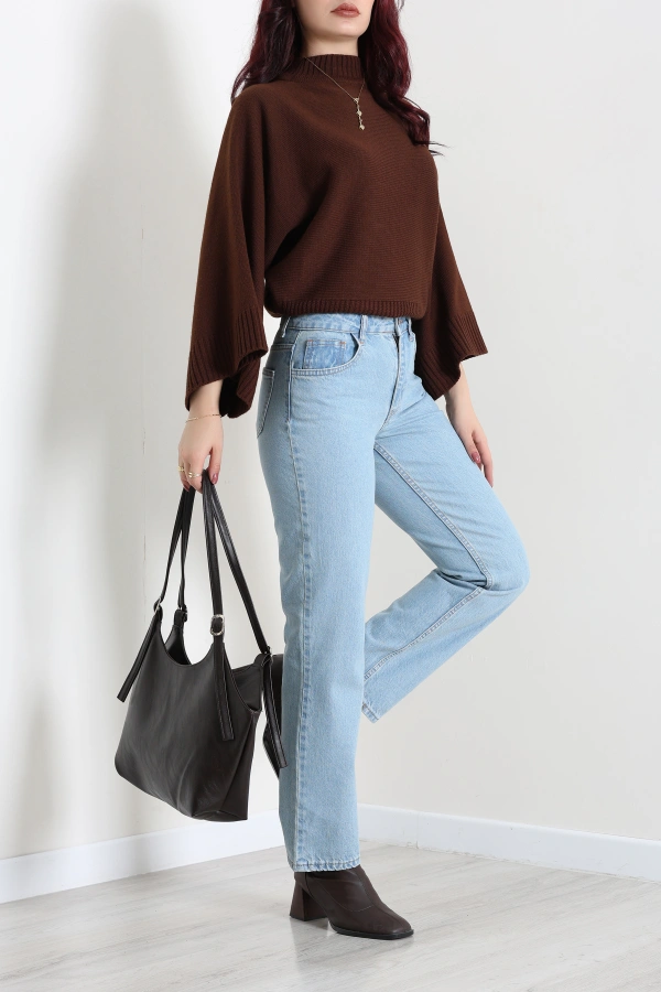 Kadın Açık Mavi Straight Fit Yüksek Bel Kot Pantolon 6