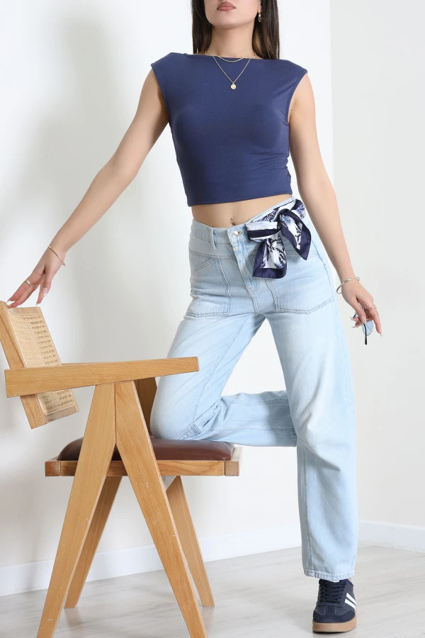 Relax Beli Lastikli Kot Pantolon Açıkmavi 2