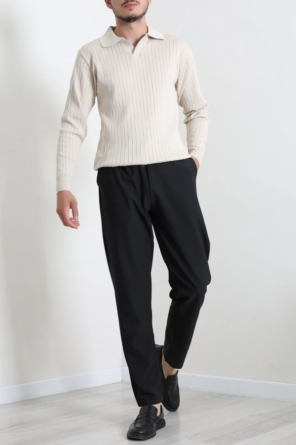 Polo Yaka Erkek Triko Sweat Taş 2