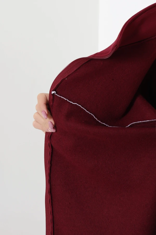 3 İplik Kompakt Oversize Biye Detaylı Sweat Bordo 7