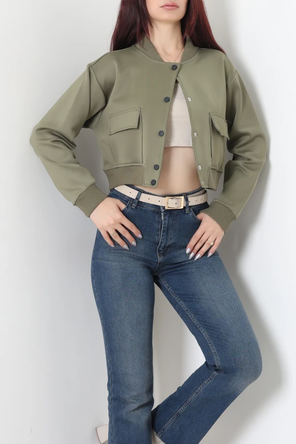 Scuba Kumaş Bomber Ceket Haki 5