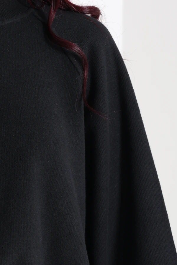 Kadın Siyah Yarasa Kol Oversize Sweat Tunik 7