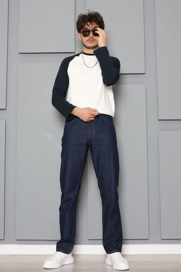 İnterlok Bisiklet Yaka Reglan Kol Erkek Sweatshirt Beyazlaci 4
