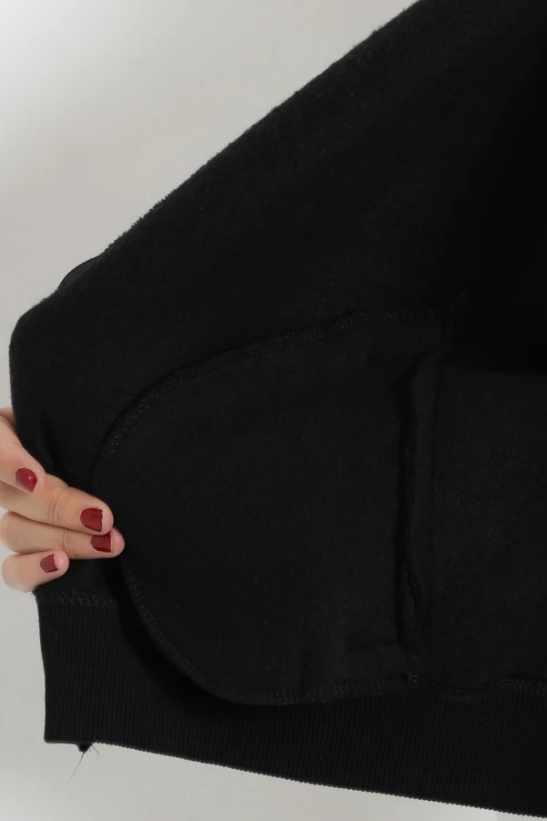 3 İplik Kompakt Oversize Fleto Cepli Sweat Siyah 7