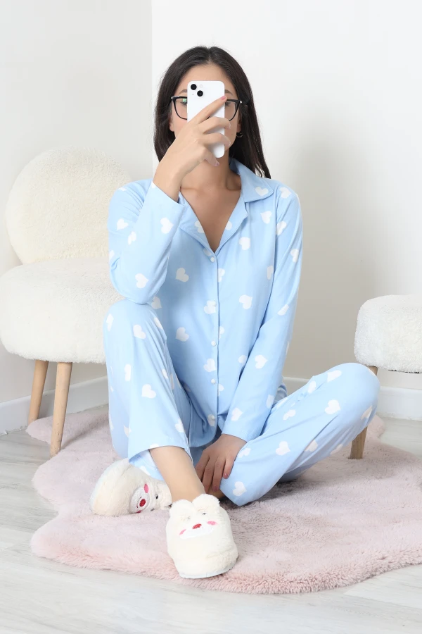 Süet Düğmeli Pijama Takımı Bebemavi 3