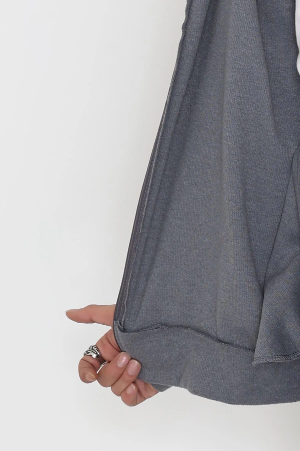 Fermuarlı Selanik Kumaş Erkek Sweat Füme 8