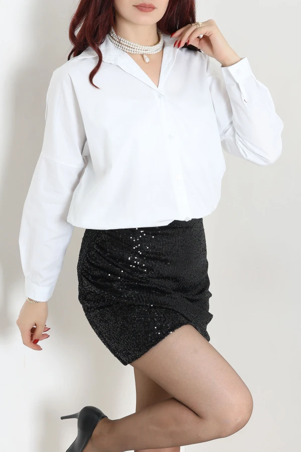 Oversize Poplin Gömlek Beyaz