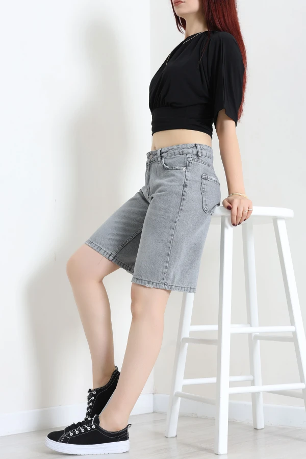 Denim Şort Koyugri 5