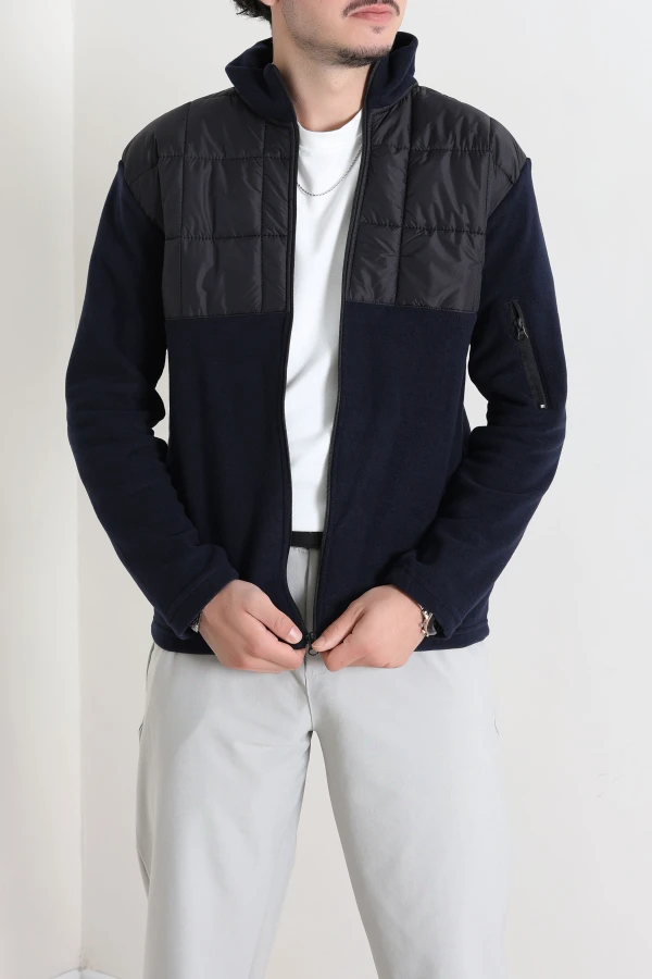 Kapitone Garnili Polar Erkek Mont Lacivert 5