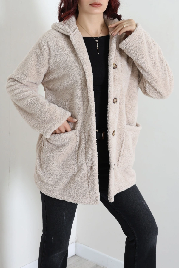 Welsoft Düğmeli Cepli Ceket Bej