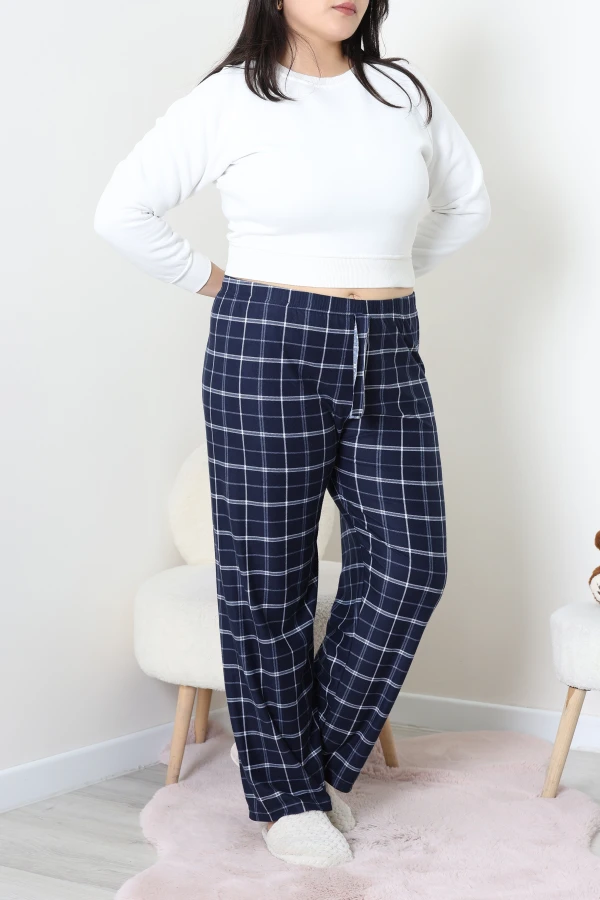 Büyük Beden Süet Pijama Altı Lacivert 2