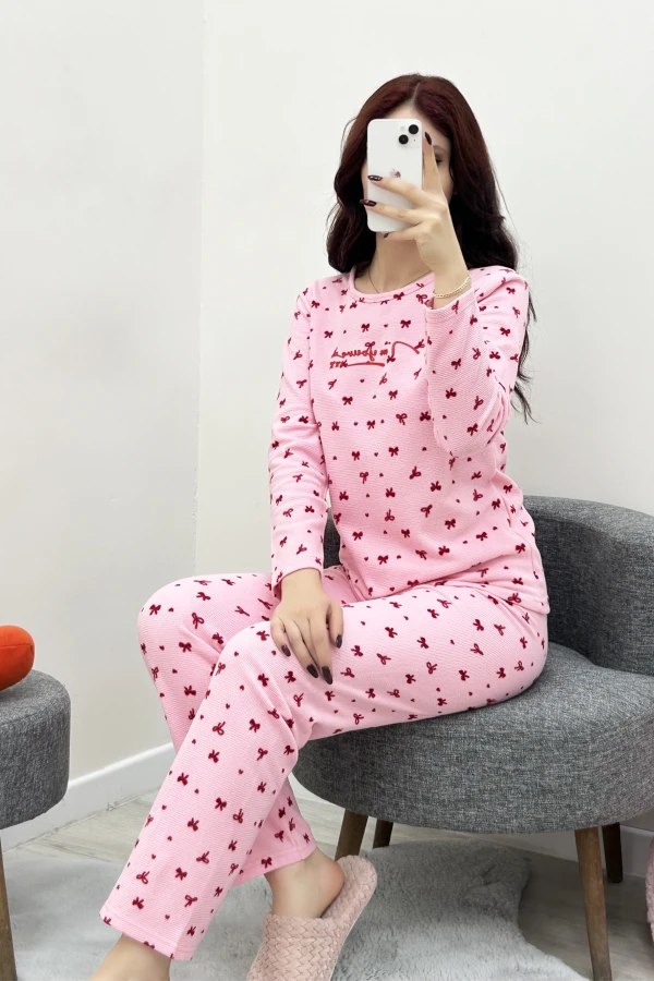 Waffle Pijama Takımı Pembe 3