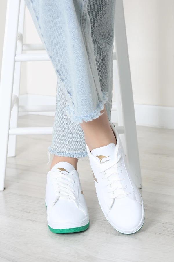 Kadın Beyaz Yeşil Günlük Spor Ayakkabı Rahat Tabanlı Sneaker Model 3