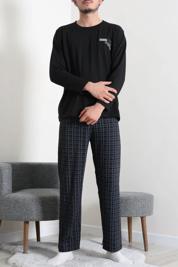 Süprem Ekose Erkek Pijama Takımı Siyah 5