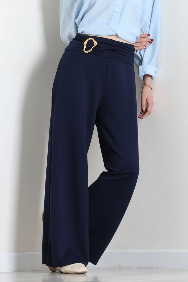 Modal Tokalı Pantolon Lacivert 5