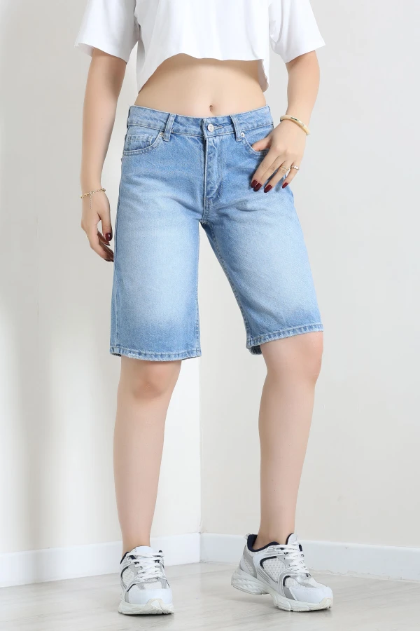 Denim Şort Ortamavi 4