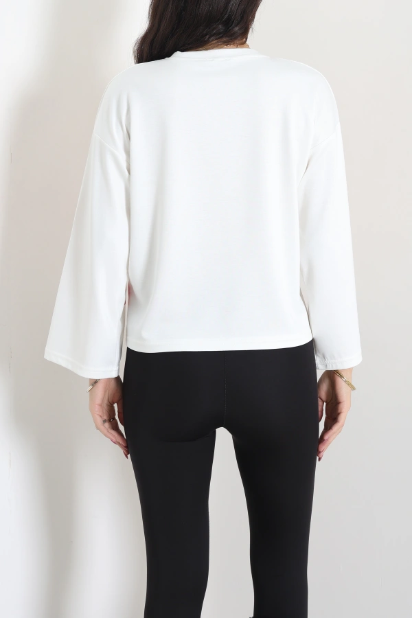 Baskılı Modal Sweat Ekru 7