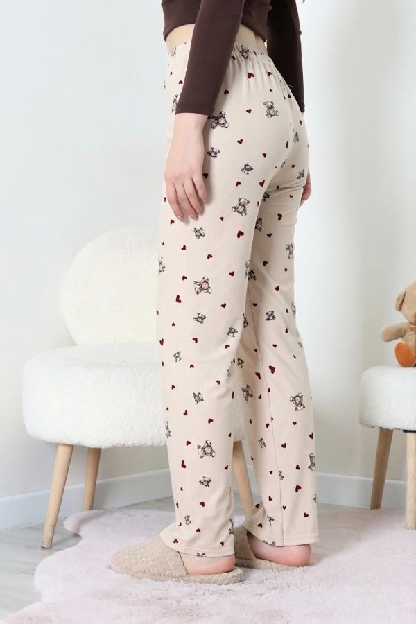 Desenli Süet Pijama Altı Bejayı 7