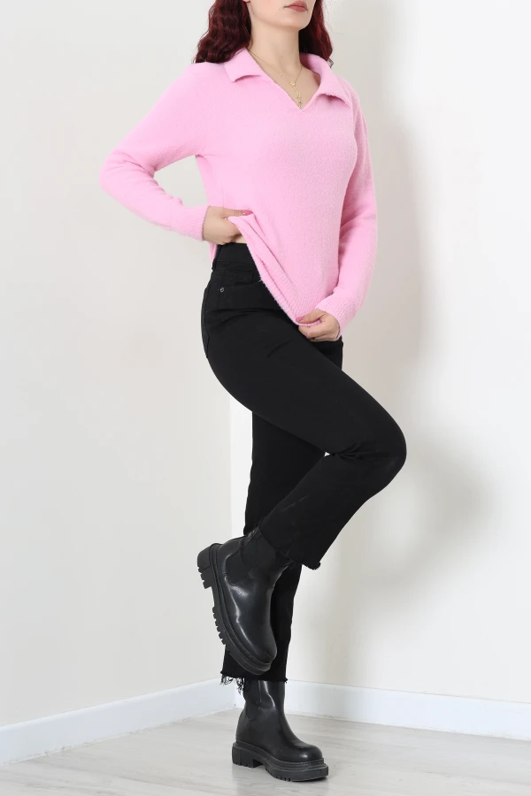 Polo Yaka Triko Kazak Pembe 2