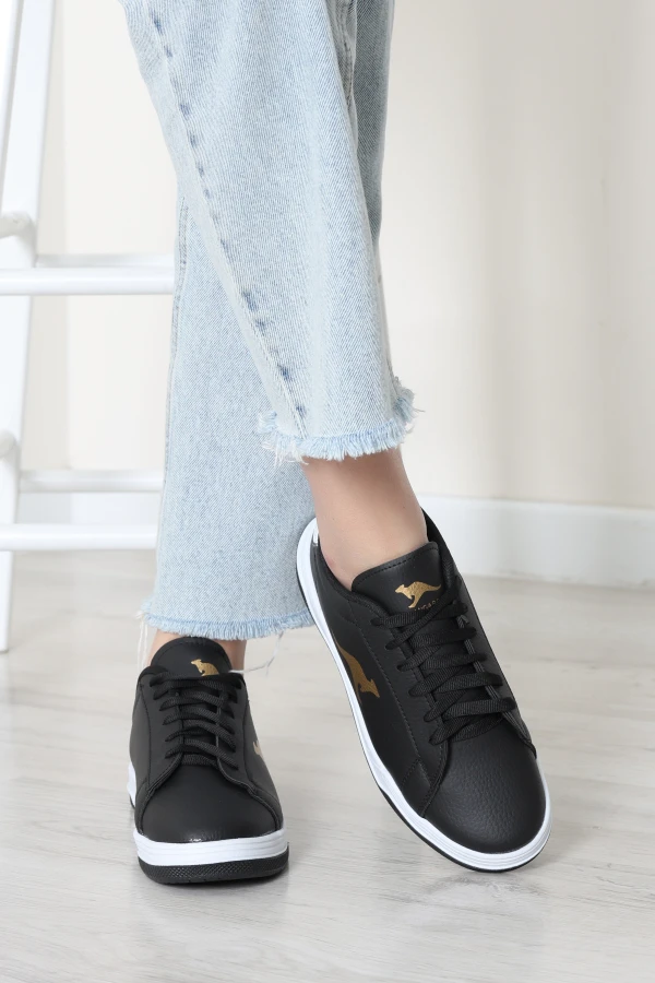 Kadın Siyah Günlük Spor Ayakkabı Rahat Bağcıklı Sneaker 4