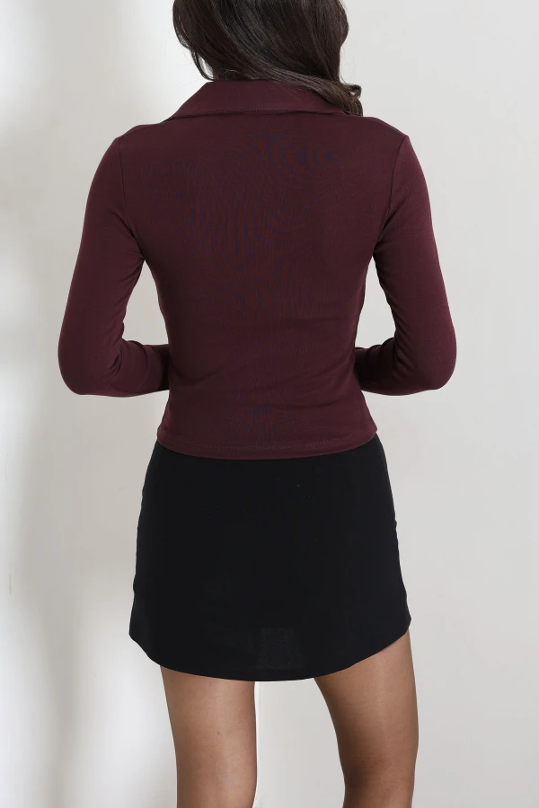 Ribana Kumaş Polo Yaka Body Mürdüm 7