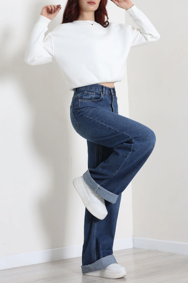 Kadın Ekru 3 İplik Bisiklet Yaka Şardonlu Sweatshirt 6