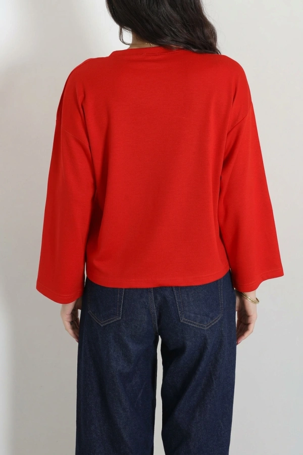 Baskılı Modal Sweat Kırmızı 7