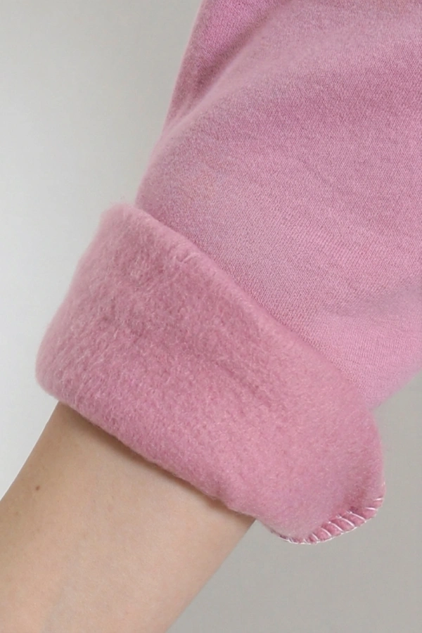 Kadın Pembe Üç İplik Kapüşonlu Baskılı Sweat Tunik 7