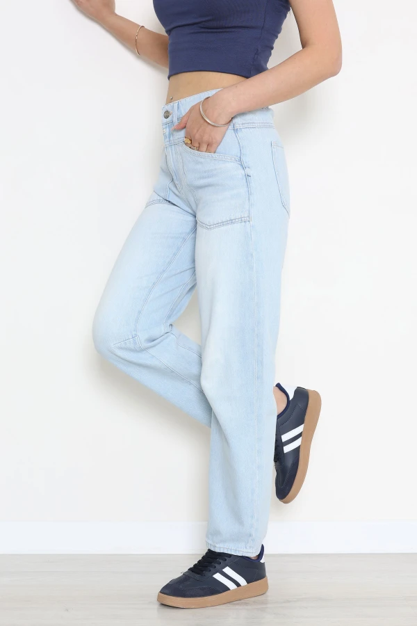 Relax Beli Lastikli Kot Pantolon Açıkmavi 5