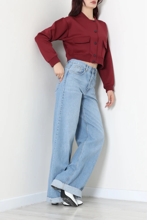 Scuba Kumaş Bomber Ceket Bordo 2