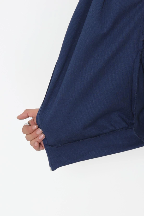 Fermuarlı Selanik Kumaş Erkek Sweat Lacivert 8