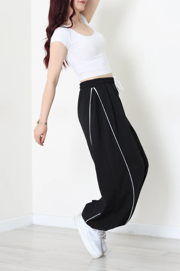 Kadın Siyah 2 İplik Biyeli Regular Fit Eşofman Altı 4