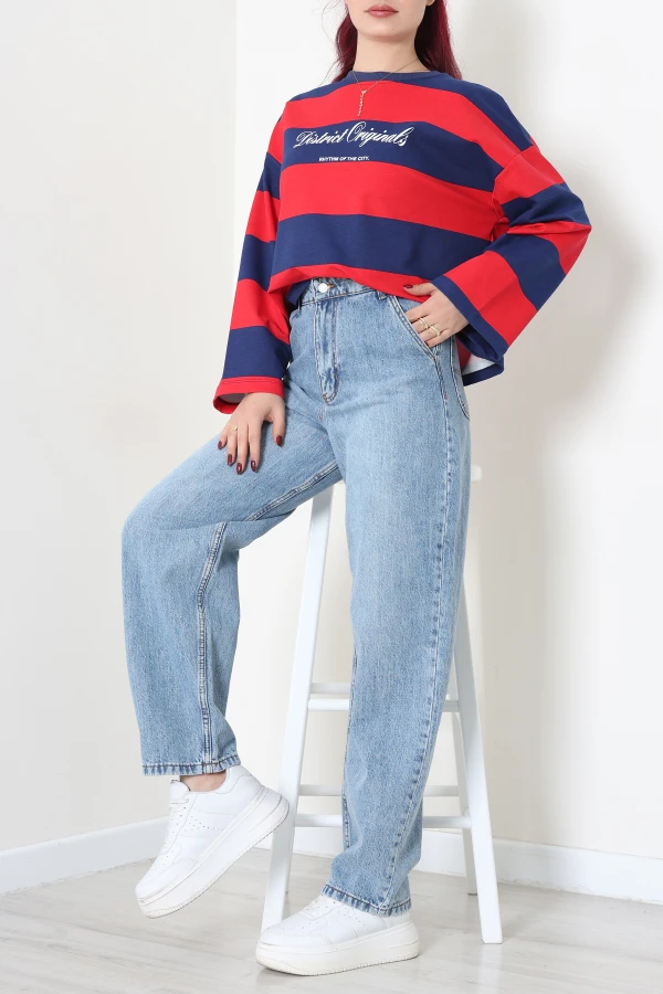 Kadın Açık Mavi Baggy Fit Yüksek Bel Kot Pantolon 3