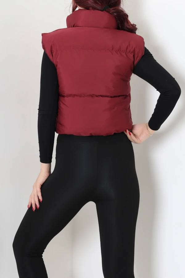 Beli Büzgülü Şişme Yelek Bordo 7