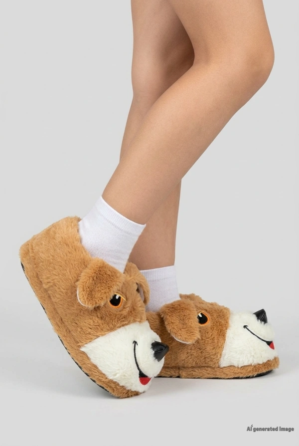 Çocuk Camel Ev Panduf Sıcak Kaymaz Peluş Taban 2