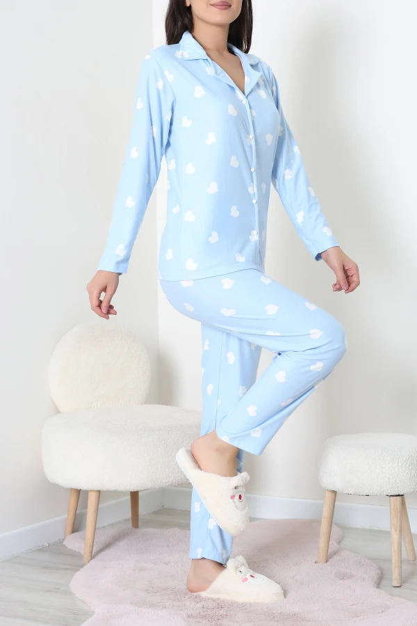 Süet Düğmeli Pijama Takımı Bebemavi 5