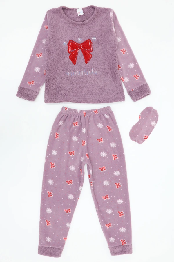 Çocuk Koyu Lila Welsoft Pijama Takımı 7-10 Yaş 2