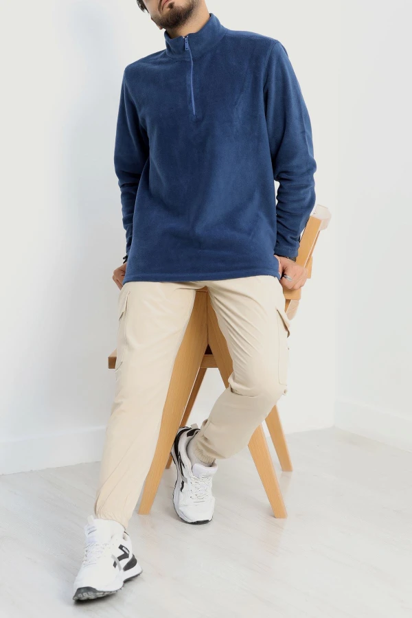 Yarım Fermuar Erkek Polar Sweat İndigo 6