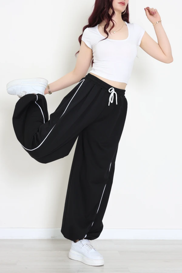 Kadın Siyah 2 İplik Biyeli Regular Fit Eşofman Altı 6