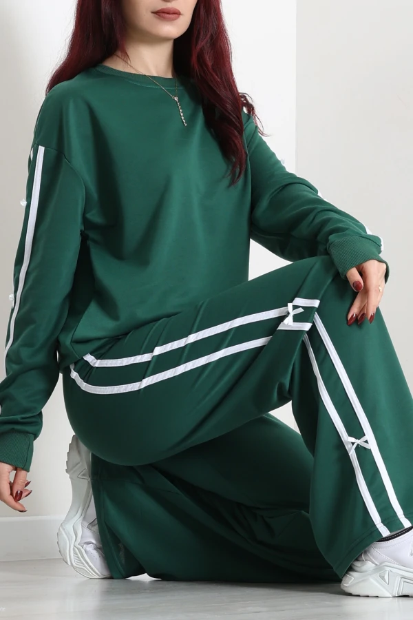 Kadın Zümrüt Yeşili 2 İplik Regular Fit Eşofman Takımı 3