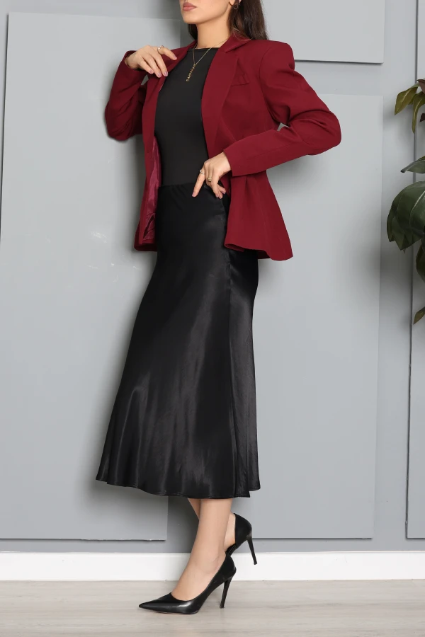 Pens Detay Blazer Ceket Bordo 5