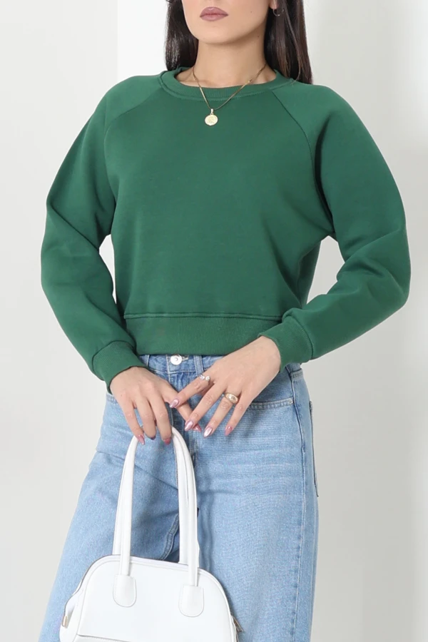 Bisiklet Yaka 3 İplik Sweat Koyuyeşil 5