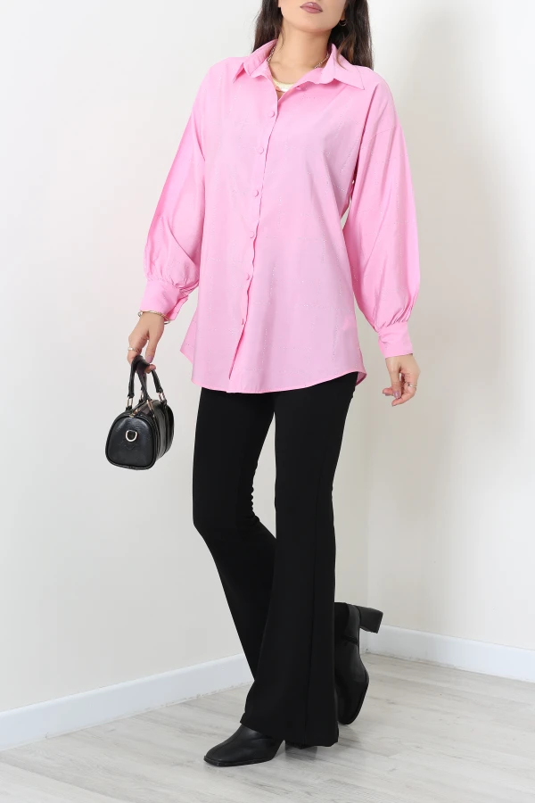 Taşlı Gömlek Pembe 6