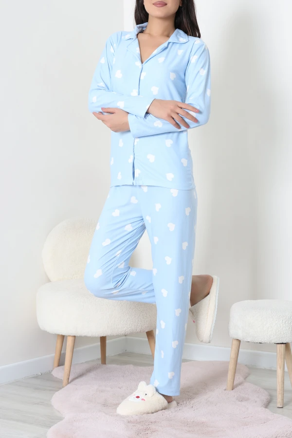 Süet Düğmeli Pijama Takımı Bebemavi 4