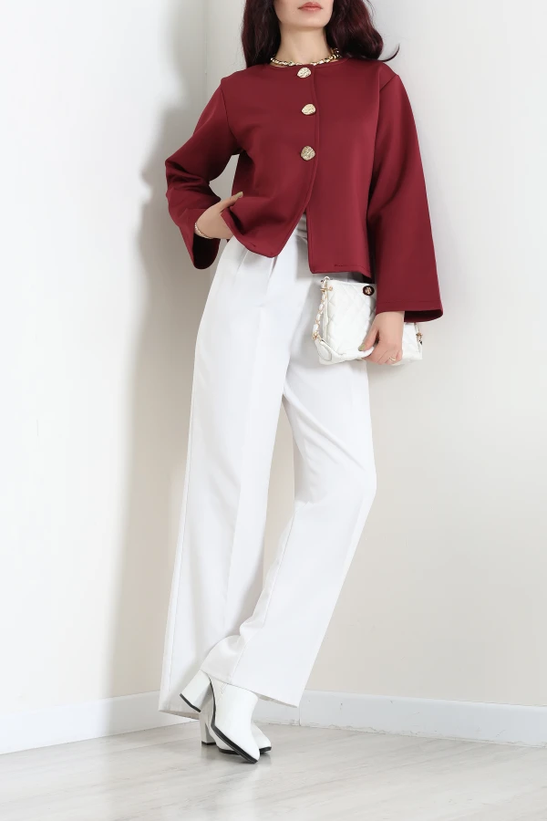 Scuba Kumaş Ceket Bordo 2
