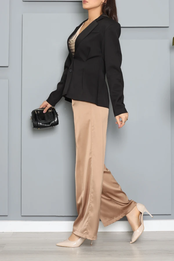 Pens Detay Blazer Ceket Siyah 7