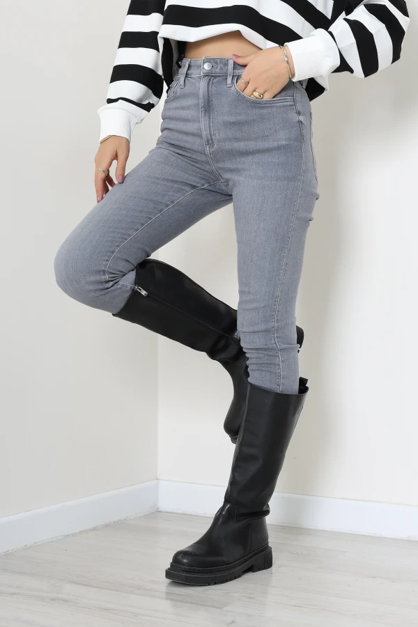 Dar Paça Kot Pantolon Gri 3