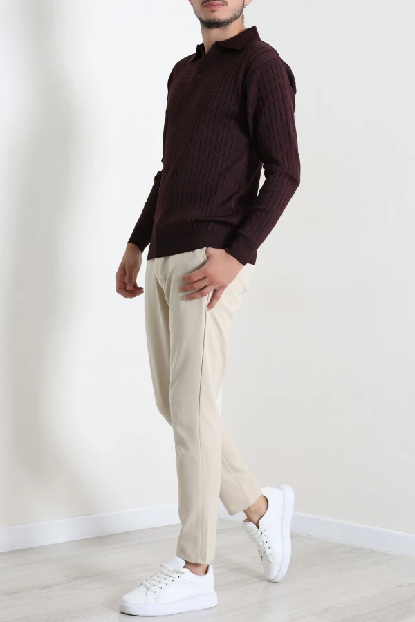 Polo Yaka Erkek Triko Sweat Mürdüm 6